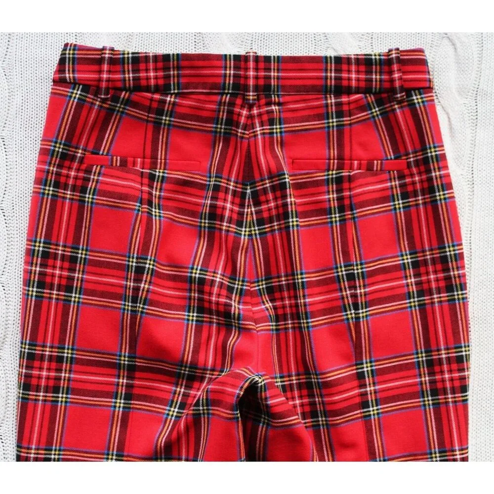 J. CREW High Rise Cameron Stewart Tartan Christmas Slim Wool Blend Pants, Size 2 - Picture 5 of 9